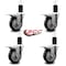 Service Caster 4'' Black Poly Swivel 1-5/8'' Expanding Stem Caster Set Total Lock Brake, 4PK SCC-EXTTL20S414-PPUB-BLK-158-4 - alternate 4